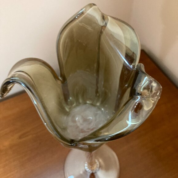 Murano Crystal Candle Holder Long Stem Made In Italy - Picture 3 of 6